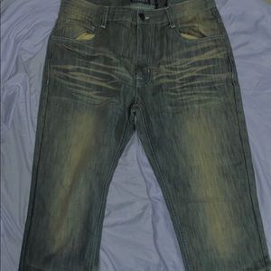 Cotton-poly blend tan grey jeans